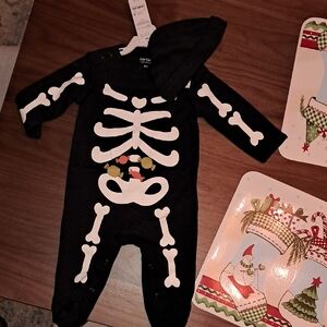 Carter's Black Skeleton Print Kids Footie